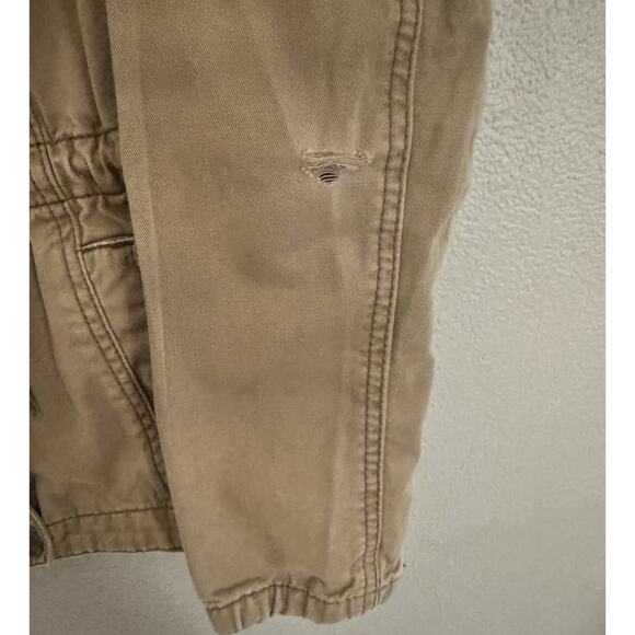 Y2K Hollister Womens Large Army Green Brown Military Utility Jacket Distressed - Picture 10 of 12